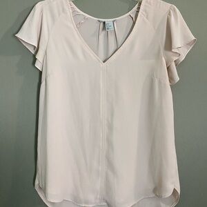 Elegant Cream V-Neck Blouse